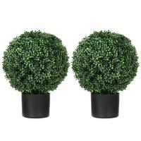 KÜNSTLICHE Pflanzen, 2er-Set UV-beständige Kunstpflanze im Blumentopf Grün - Grün, Kunststoff (52cm) - HOMCOM