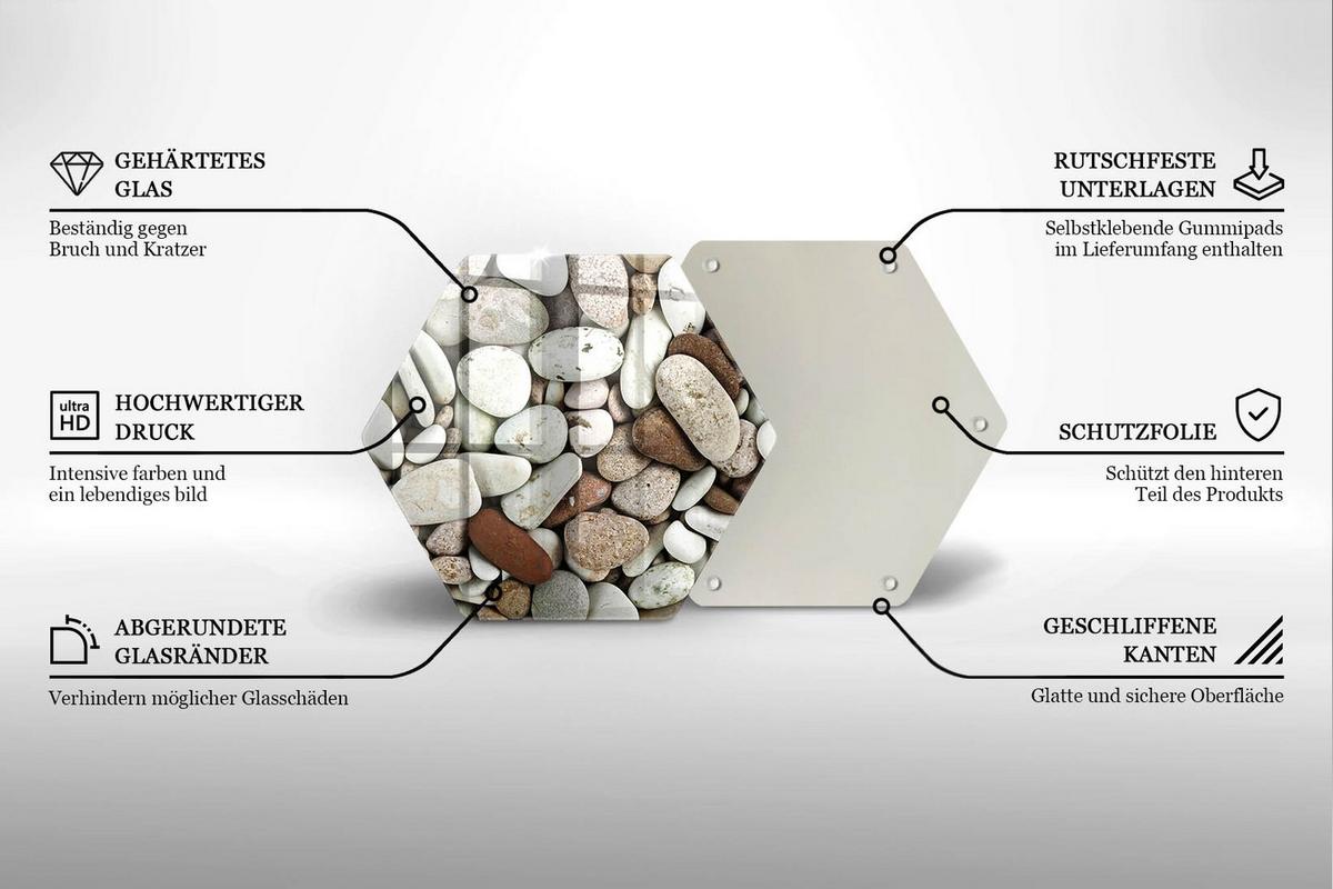 GLASPLATTE 40 cm Hintergrund kleine Steine - Hellgrau, Glas (40/40cm) - Wallfluent