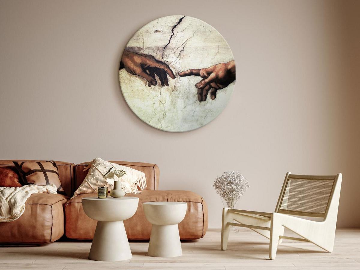 RUNDES BILD Beige 80/80 cm - Beige/Braun, Textil (80/80cm) - KUNSTLOFT