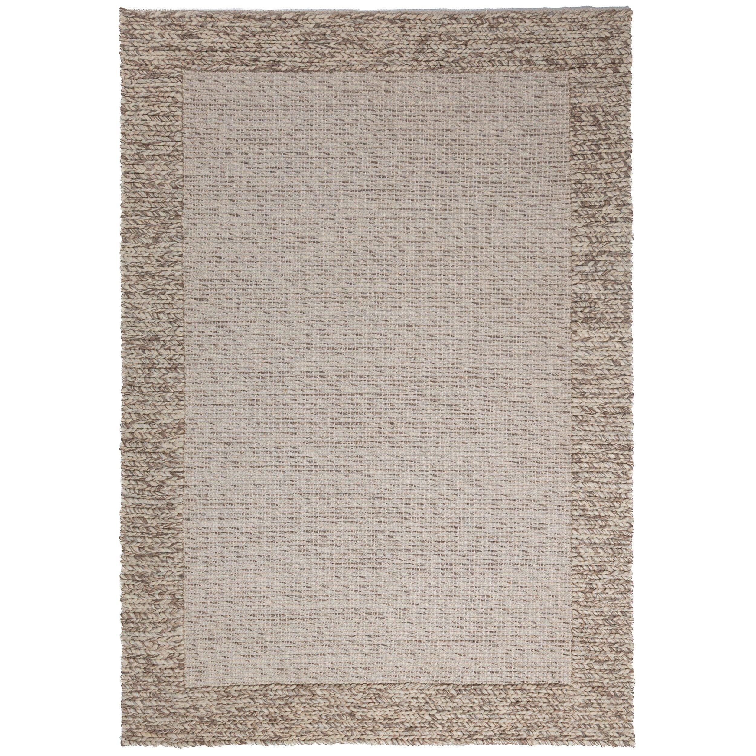 TEPPICH Flachgewebe, handgewebt, CALDER, in Beige-Braun, Zopfbordüre, 200 x 290 cm - Beige, Textil (200/290cm) - KADIMA DESIGN