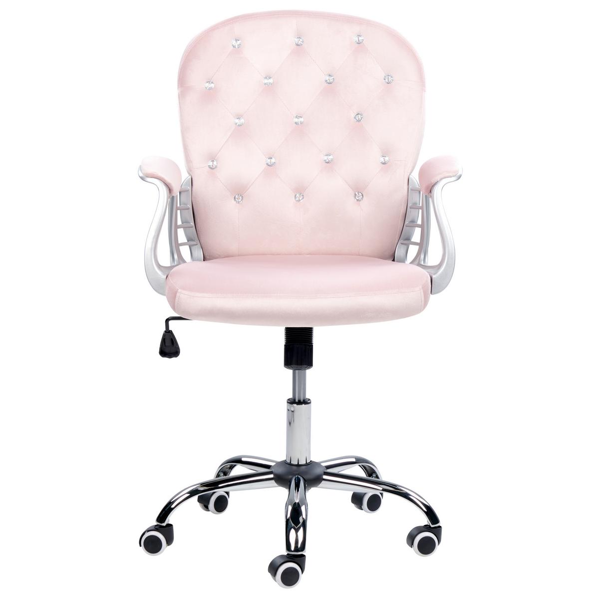 BÜROSTUHL Samtstoff Rosa Princess - Pink, Textil/Metall (60/98/60cm) - Beliani