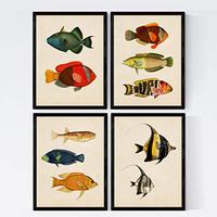 POSTER Set mit 4 Balearen 10 verschiedenen Fischen A3 Rahmenlos - Klar, Papier (29.7/3cm) - Nacnic