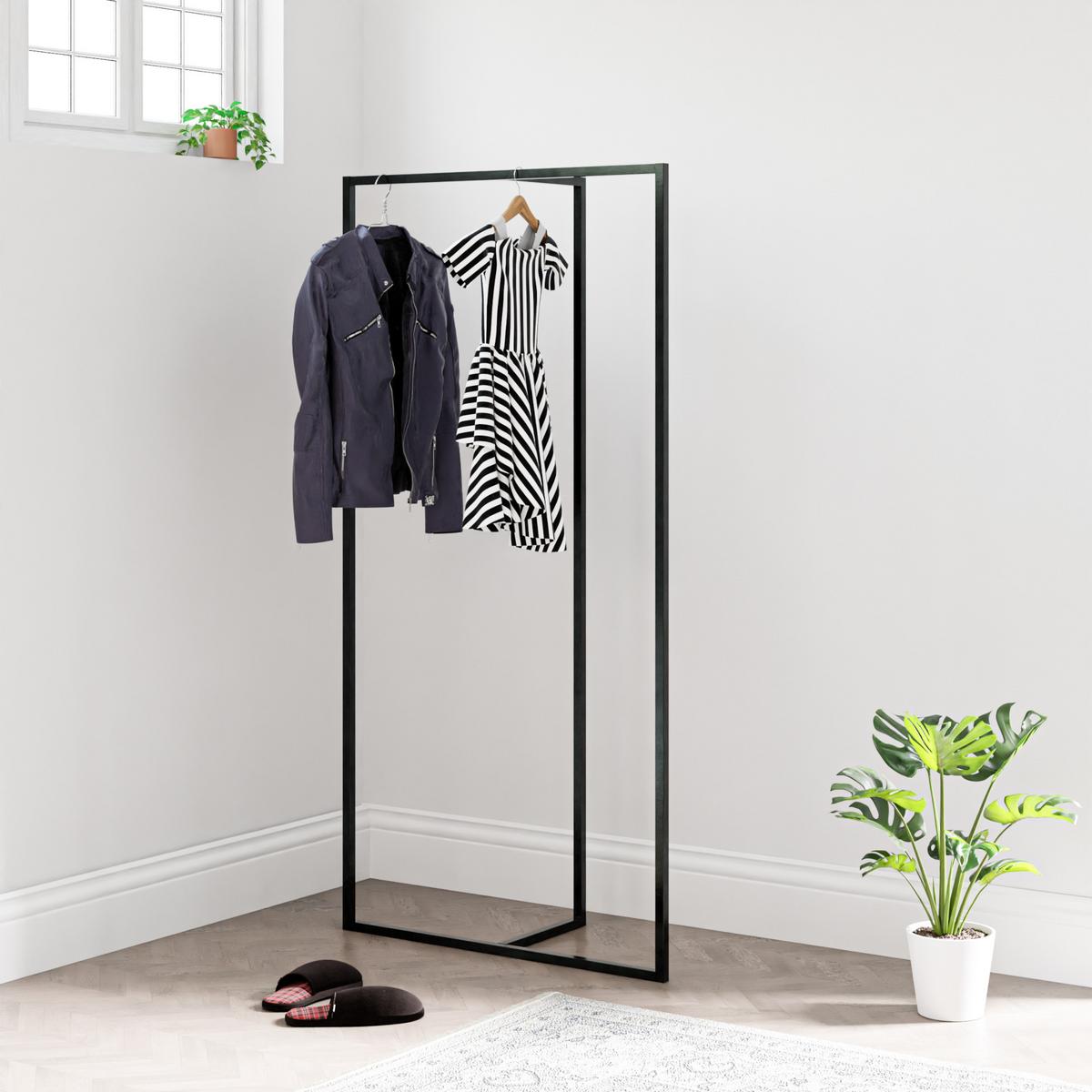 GARDEROBENSTÄNDER Hurdal - Schwarz, Metall (80/160/32cm) - [en.casa]