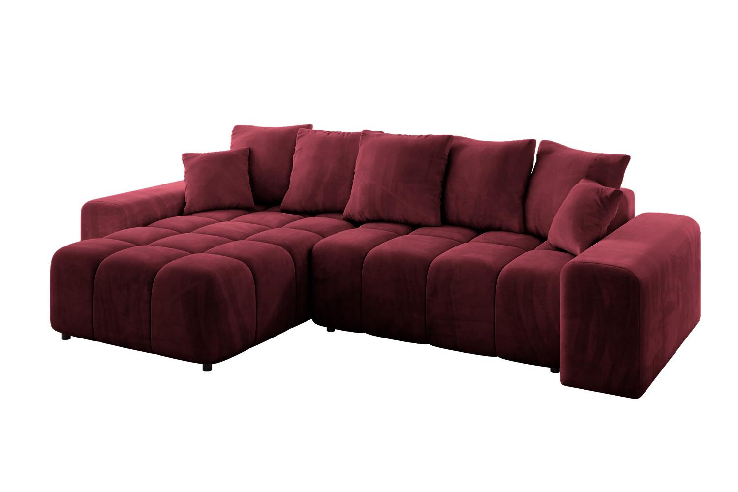 ECKSOFA Ottomane links ENIL-L 297x189x68 Bordeaux Velours - Bordeaux, Holzwerkstoff/Kunststoff (297/189cm) - ALTDECOR