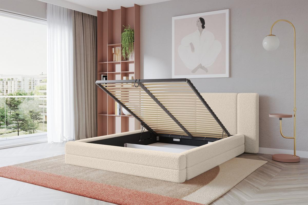 POLSTERBETT mit Bettkasten und Lattenrost, Bett mit Matratze H3/H4 - TEVO 140x200 Dunkelbeige - Cappuccino, Holzwerkstoff/Textil (140/200cm) - ALTDECOR