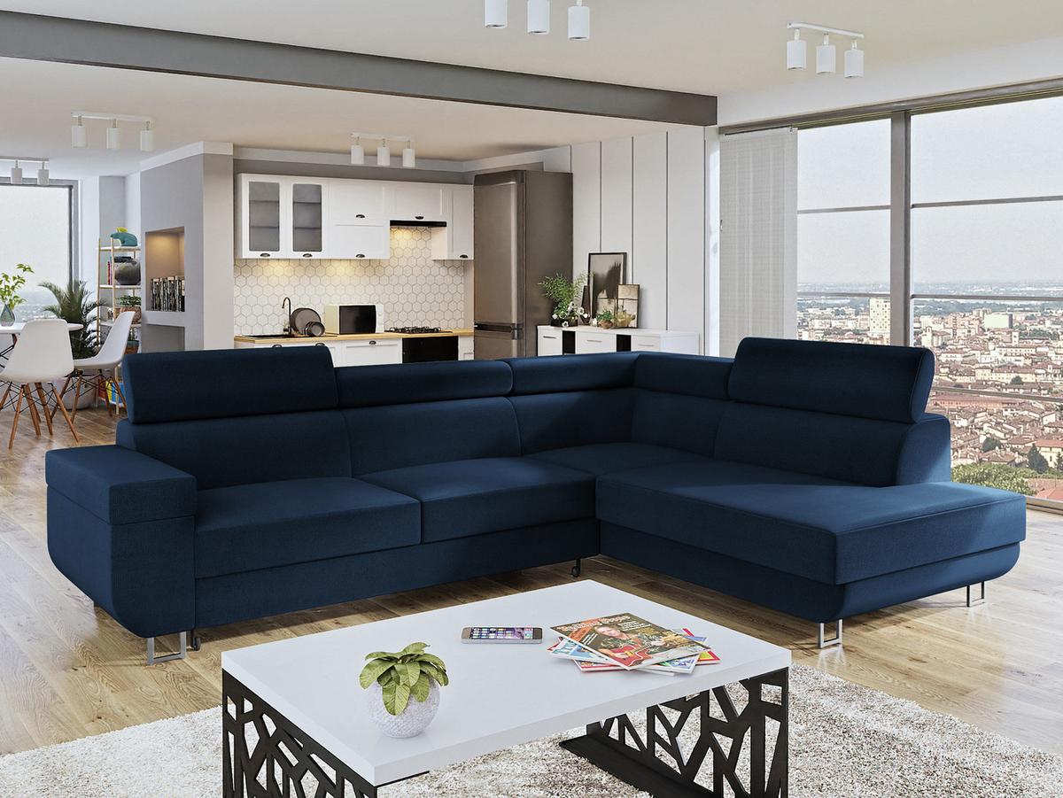 ECKSOFA Fonti, Seite: Rechts - Blau, Holz/Textil (253/188cm) - MIRJAN24