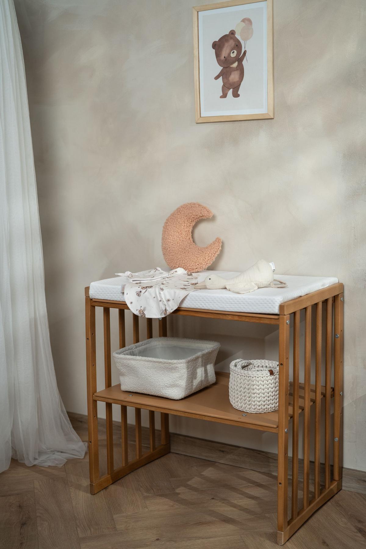 BABYBETT Vintage Oval 7in1 mit Matratze - Braun, Holz/Textil (73/124cm) - waldin
