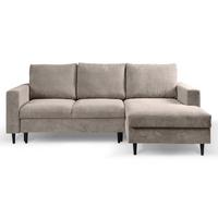 ECKSOFA Nalika Beige mit Cordbezug - Beige/Schwarz, Holz/Textil (143/230cm) - Selsey
