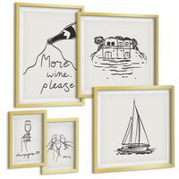 BILDER SET 5er Set - 50x50 cm & 20x30 cm & 40x60 cm Goldrahmen - Fröhliche Momente mit Champagner - Goldfarben, Kunststoff (40/60cm) - TULUP