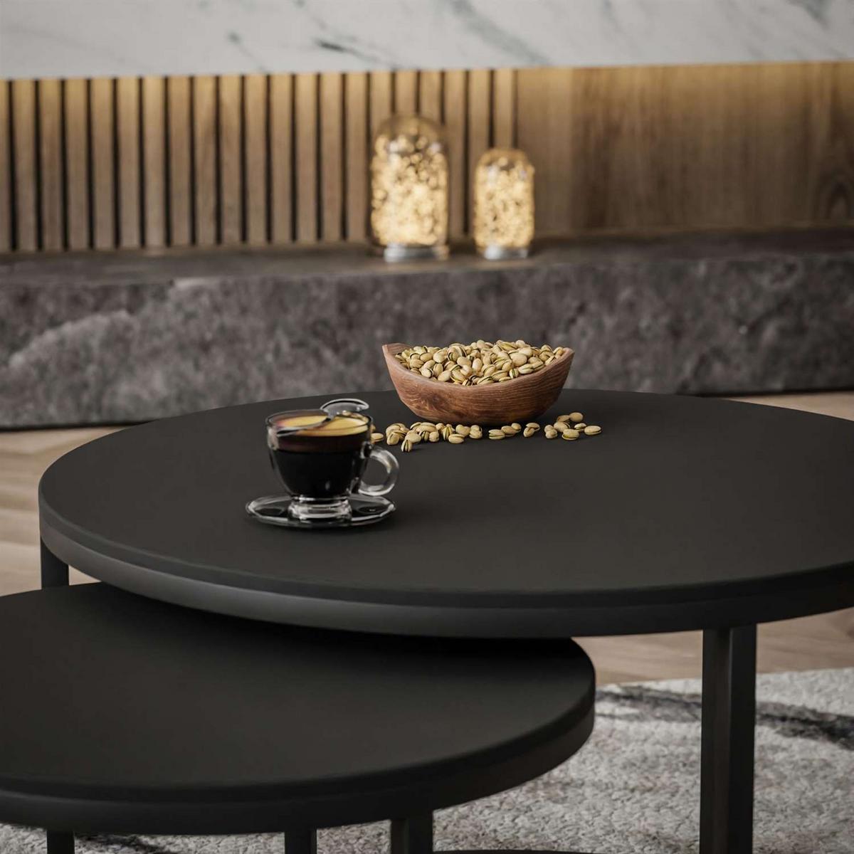 COUCHTISCH CIRI SLIM 2-in-1 schwarz matt - Schwarz, Holzwerkstoff (70/70/48cm) - Lookway