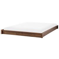 BETT ohne Kopfteil 160/200 cm Gummibaumholz Dunkelbraun Antras - Dunkelbraun, Holz (160/200cm) - Beliani