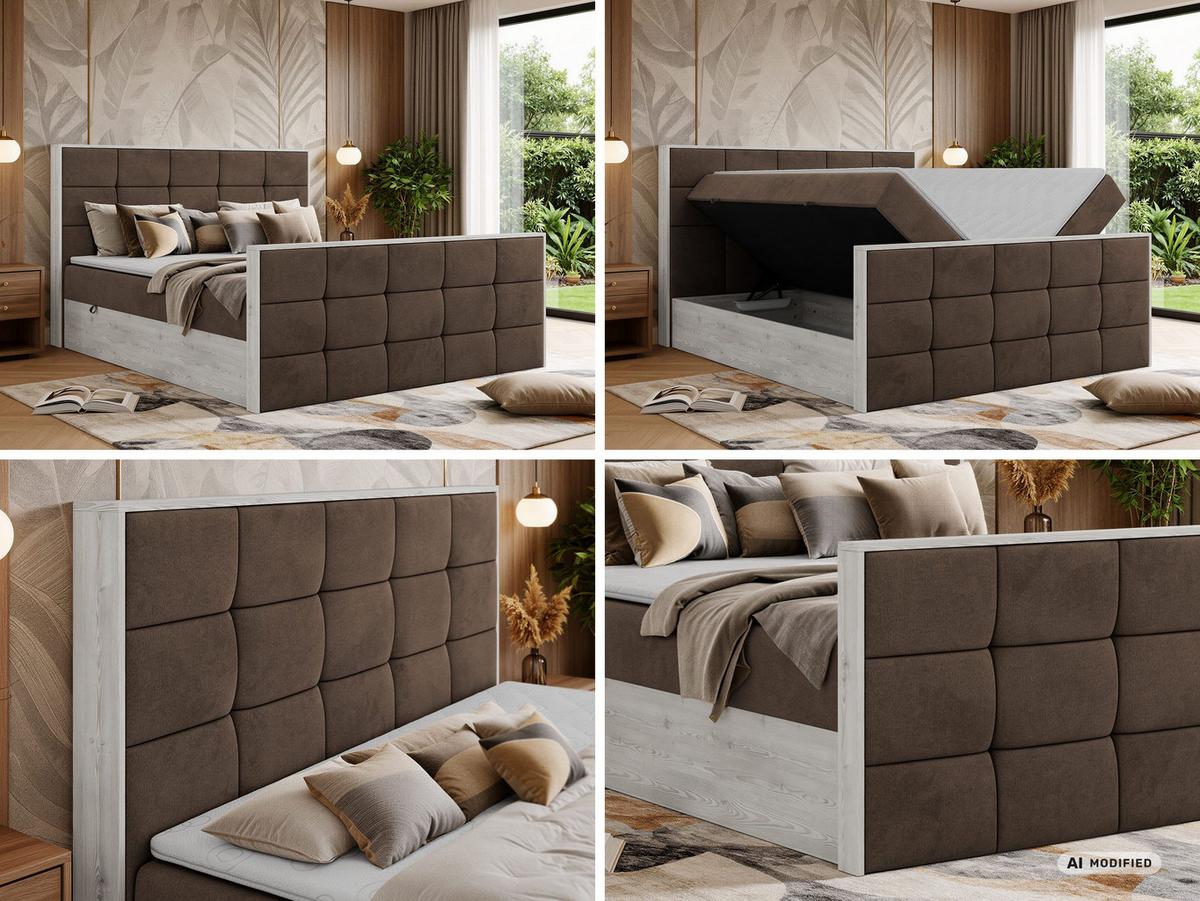 BOXBETT ALNOR DUO 200/200 - Braun Velvet - Topper Visco - H4 - Schwarz/Braun, Kunststoff/Textil (200/200cm) - MKS