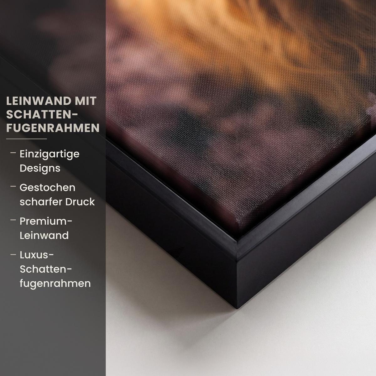 LEINWAND Bilder mit Rahmen - Schottischer Hochländer - Frühling - Hochland - 70x100 - Hellrosa, Textil (70/100cm) - MuchoWow