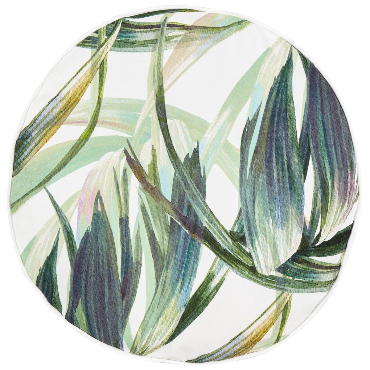 GARTENKISSEN 2er-Set Blattmotiv grün/weiß 40 cm Calderina - Grün, Textil (40/40cm) - Beliani