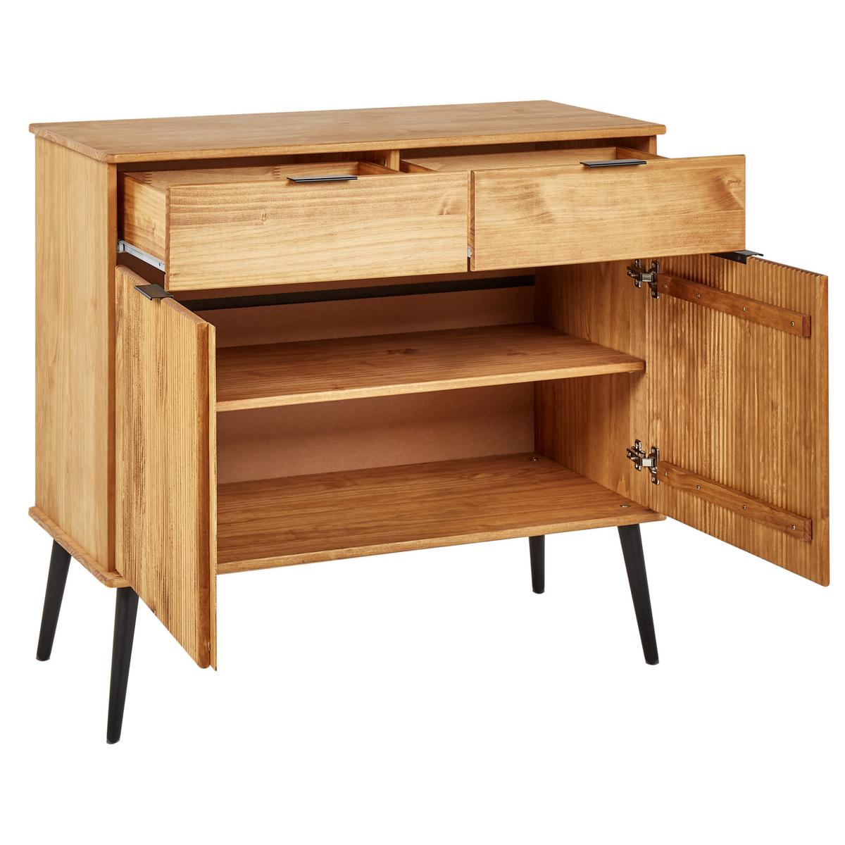 SIDEBOARD mit 2 Türen Kiefernholz Braun Timmins - Braun, Holz (100/90/45cm) - Beliani