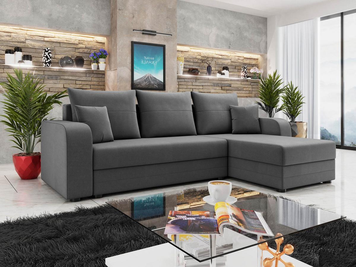 ECKSOFA Hewlet Bis - Schwarz/Grau, Holz/Kunststoff (237/139cm) - MIRJAN24