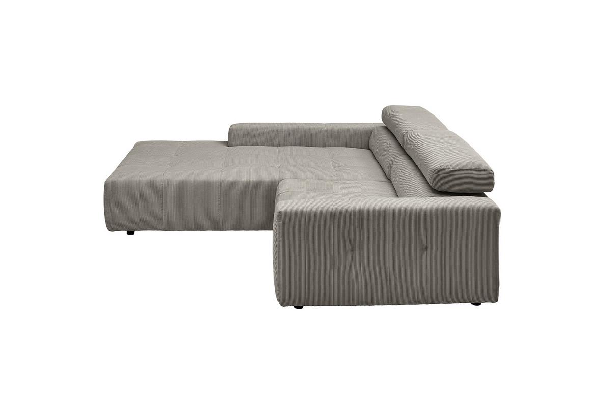 ECKSOFA RENO Grau Cord - Schwarz/Grau, Kunststoff/Textil (258/217cm) - KAWOLA