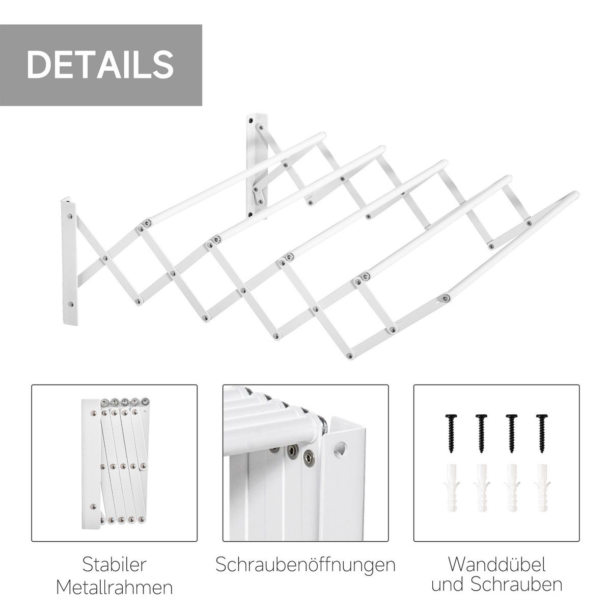 WÄSCHESTÄNDER Eisen Weiß - Weiß, Metall (60/20/63.5cm) - HOMCOM