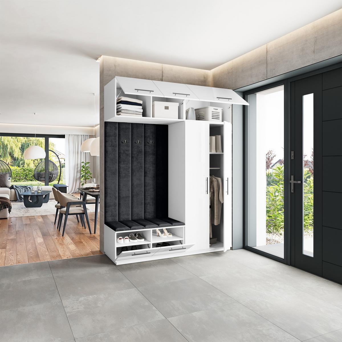 GARDEROBENSCHRANK REMA 180/240/60 cm Modern Weiß - Schwarz/Weiß, Holzwerkstoff (180/240/60cm) - MASSENO