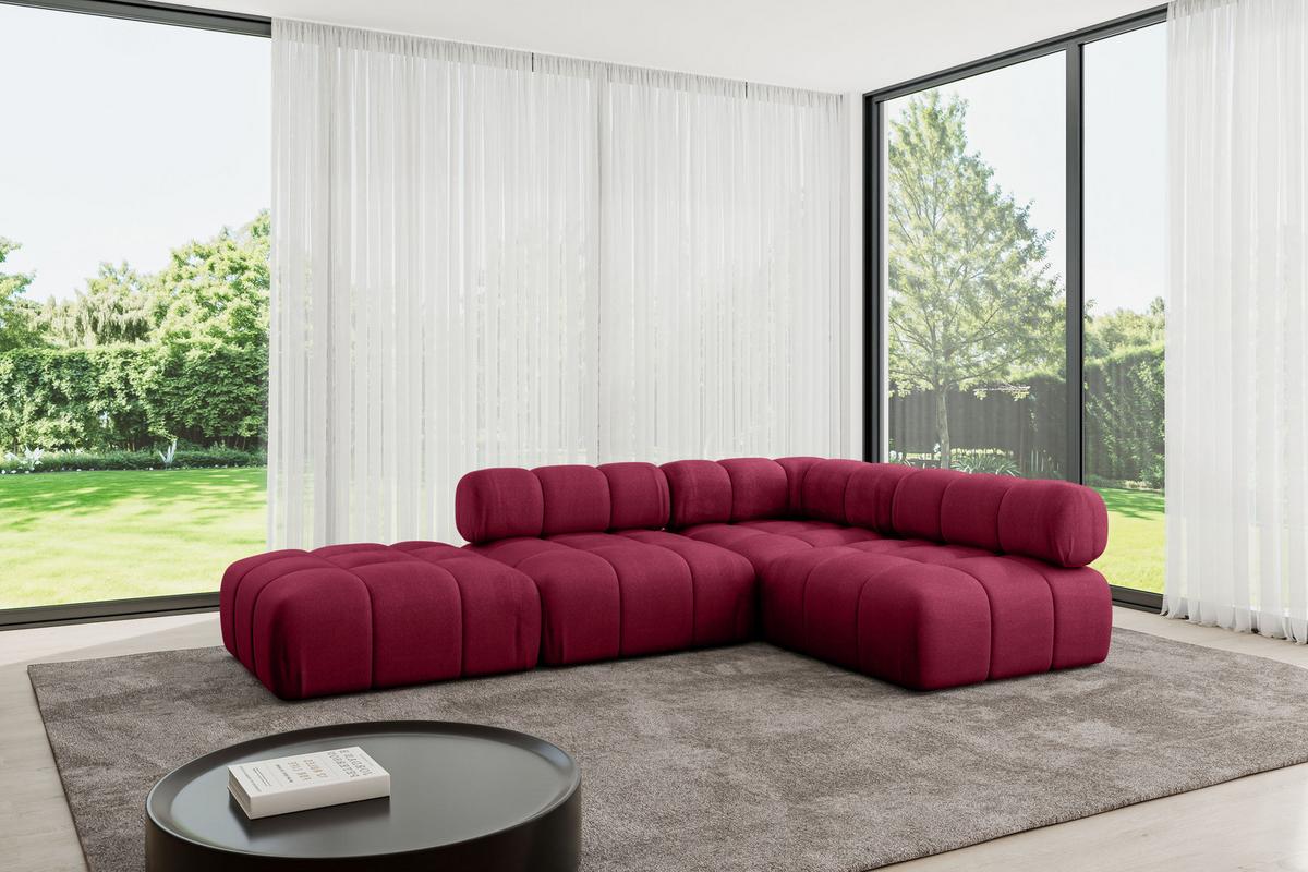 ECKSOFA modulares Sofa Favio-L1 - 285x190x70 cm Bordeauxrot Velours - Bordeaux, Holzwerkstoff/Textil (285/190cm) - ALTDECOR