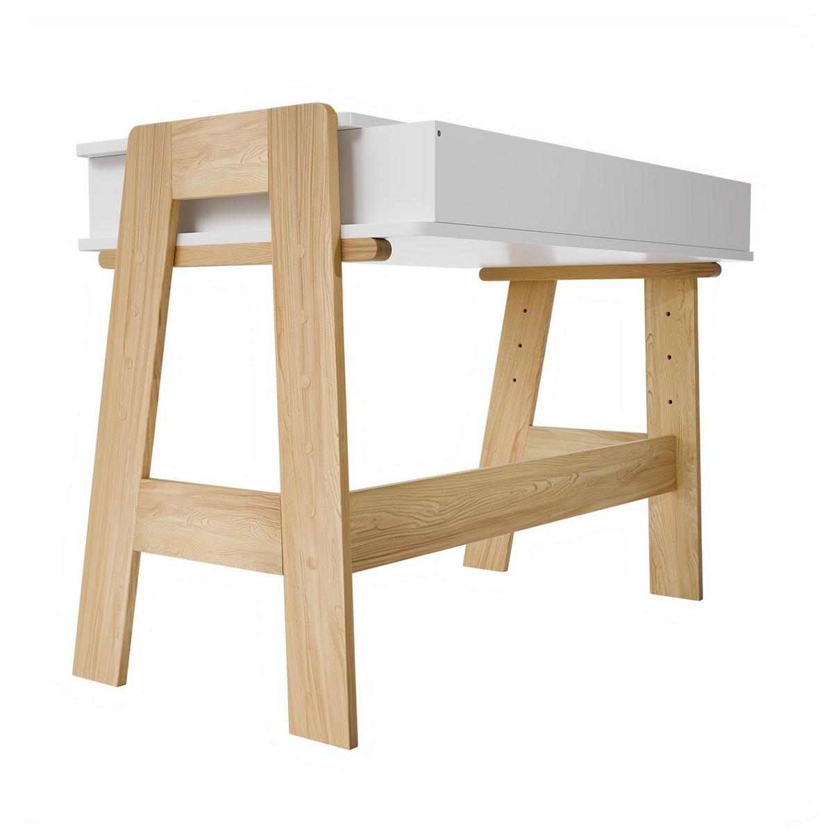 KINDERSCHREIBTISCH Fietje weiß höhenverstellbar - Weiß, Holz (94/76/63cm) - Juskys