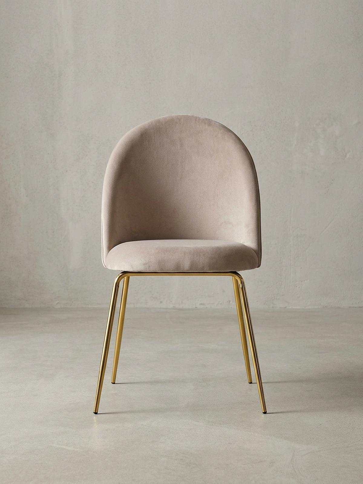 ESSZIMMERSTUHL 2er Set Samtbezug mit Metallgestell Diamantsteppung Skandinavisch gepolstert, Beige 53x50x87 cm - Beige/Goldfarben, Textil/Metall (53/87/50cm) - KADIMA DESIGN