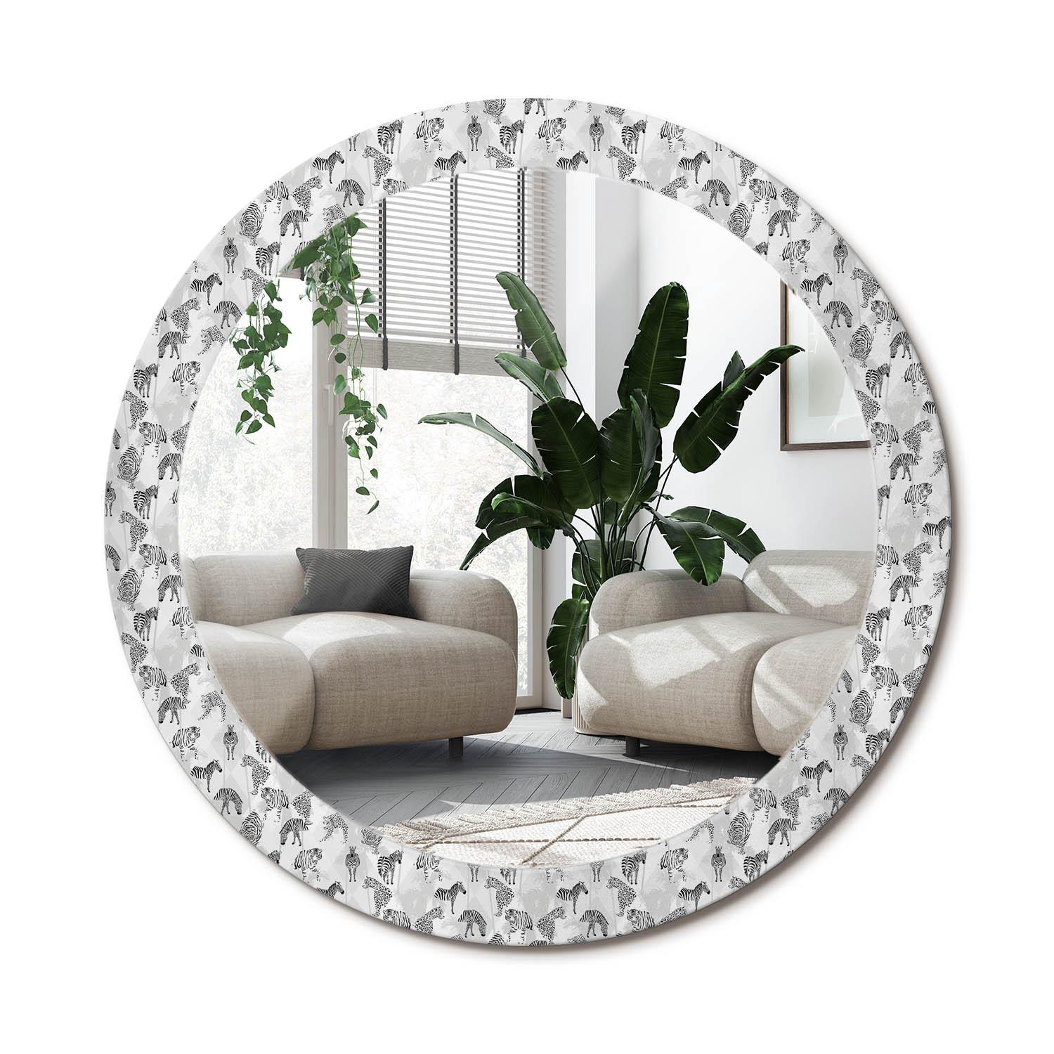SPIEGEL Rund Ø 80 cm mit Aufdruck - Schwarz, Glas (80/80/0.4cm) - Wallfluent