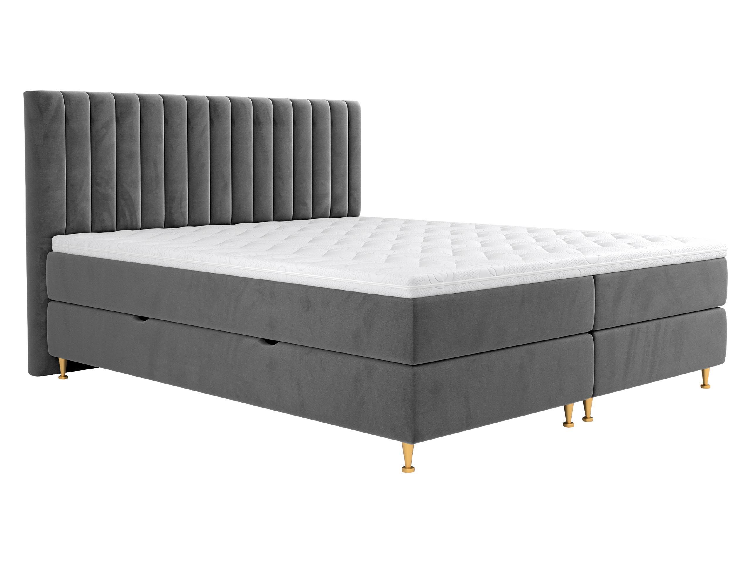 BOXBETT Elegance - H3 - Goldfarben/Grau, Holz/Textil (160/200cm) - MIRJAN24