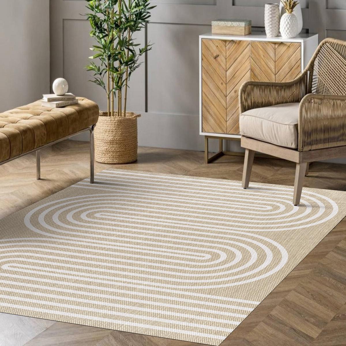 TEPPICH Premium en Vinyle Weiße Wellen 200x290 cm - Weiß, Kunststoff (200/290cm) - STORESDECO