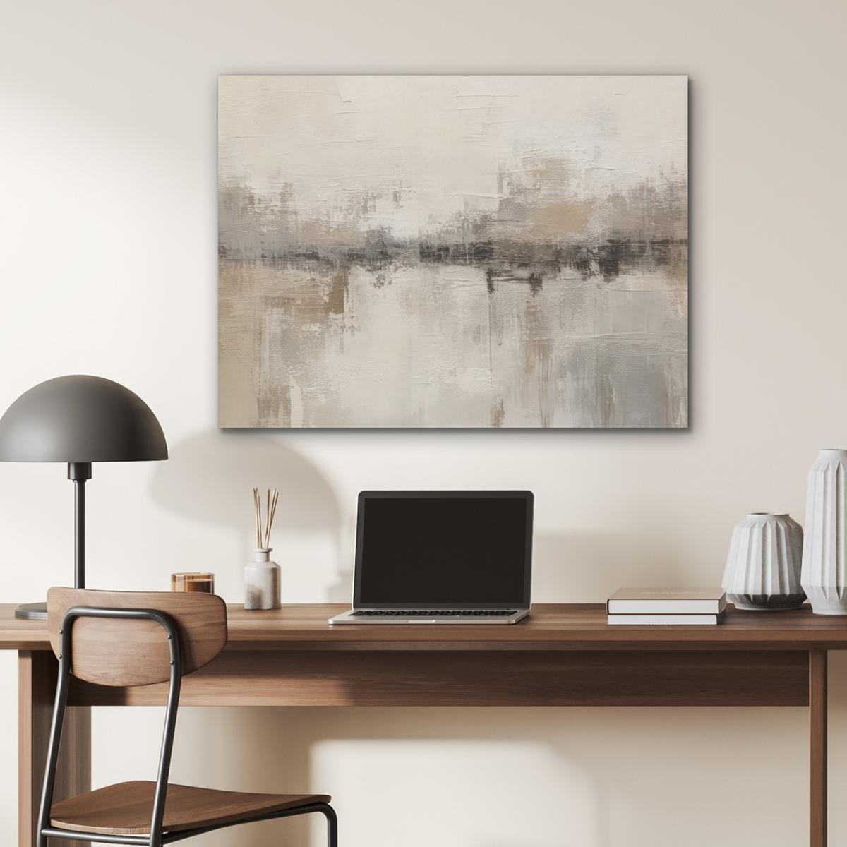 AKUSTIKBILD Moderne Kunst - Abstrakt - Beige Gemälde 80x60 cm - Beige, Kunststoff (80/60/0.9cm) - MuchoWow
