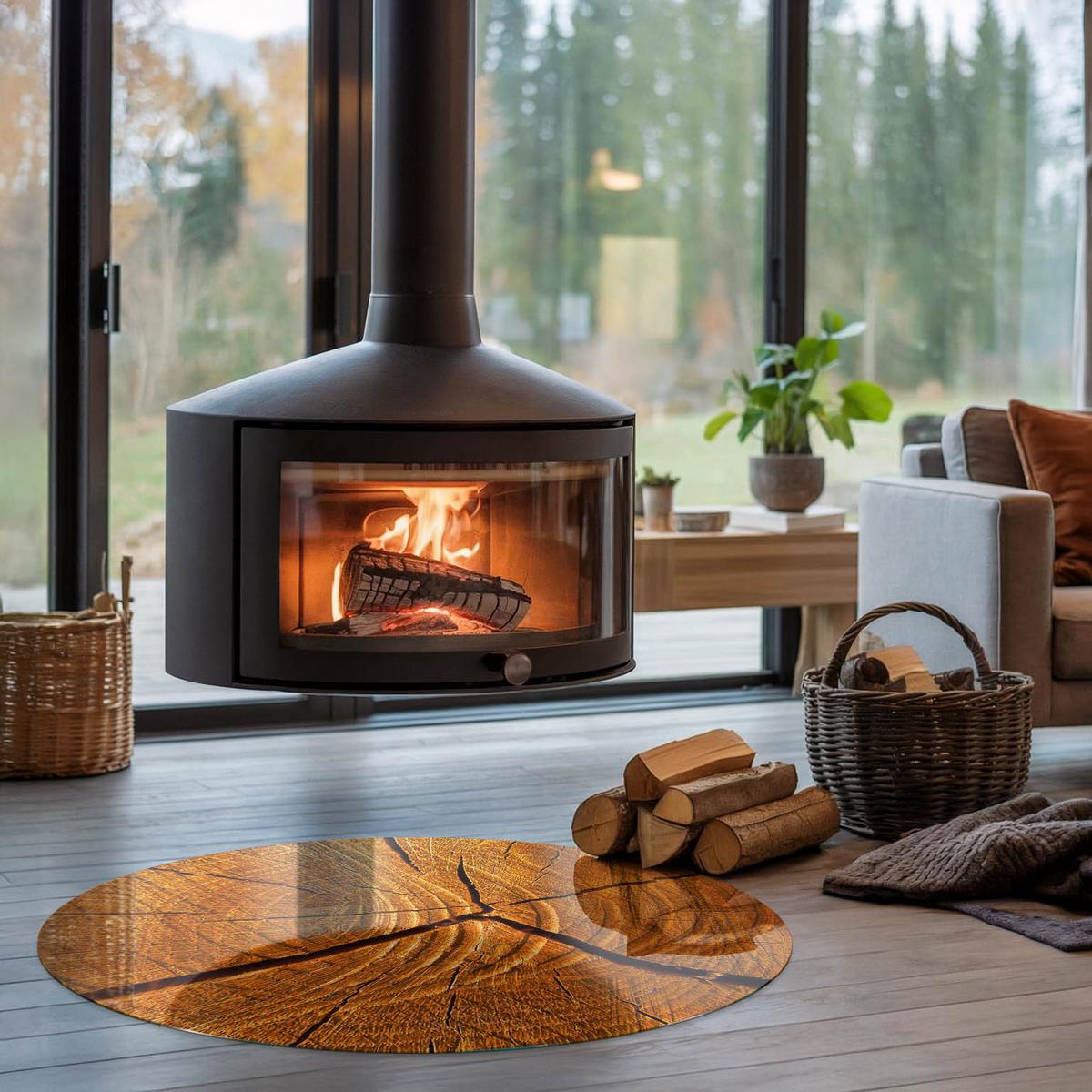 GLASPLATTE für Kamin Ø 100 cm - Orange, Glas (100/100/0.4cm) - TULUP