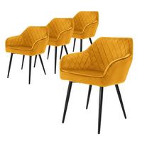 ESSZIMMERSTUHL 4er Set Senfgelb Samt - Gelb/Schwarz, Textil/Metall (63/80/60cm) - ML-DESIGN