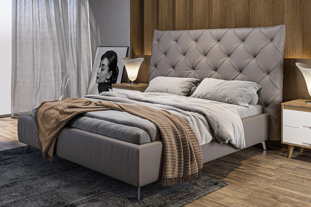 POLSTERBETT ANNY Grau Leder - Grau, Leder (140/200cm) - KAWOLA