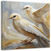 LEINWANDBILD Vögel wie gemalt 60x60cm - Beige, Textil (60/60cm) - Feeby