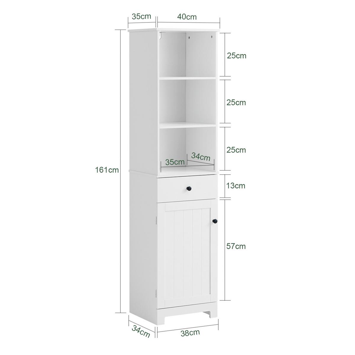 HOCHSCHRANK Weiß - Weiß, Holzwerkstoff (40/161/35cm) - SoBuy