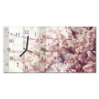 WANDUHR aus Glas 60x30 cm - Kirschblüten - Pink, Glas (60/30/0.4cm) - TULUP
