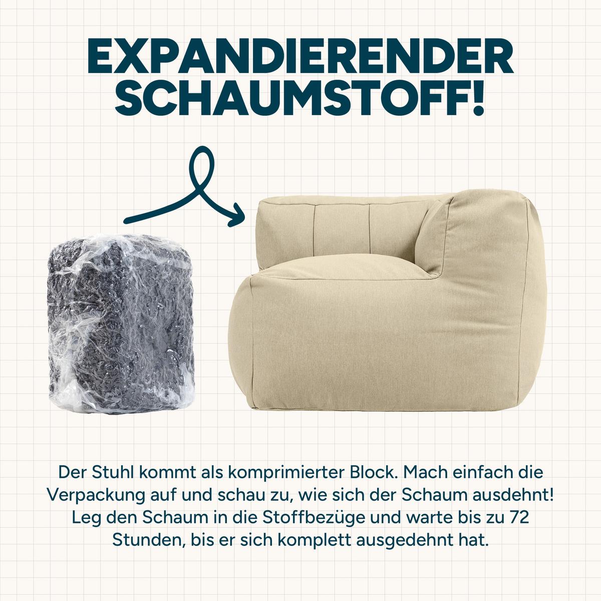 SITZSACK-SOFA Outdoor 2-tlg.: Ecksessel, Sessel - Beige, Textil (195/68/100cm) - icon