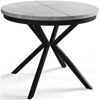 RUNDER Esszimmertisch BERGO, ausziehbarer Tisch Durchmesser: 100 cm/180 cm, Wohnzimmertisch Farbe: Hellgrau, mit Metallbeinen in Farbe Schwarz - Schwarz/Grau, Holzwerkstoff (100/100/76cm) - Alpi-Möbel