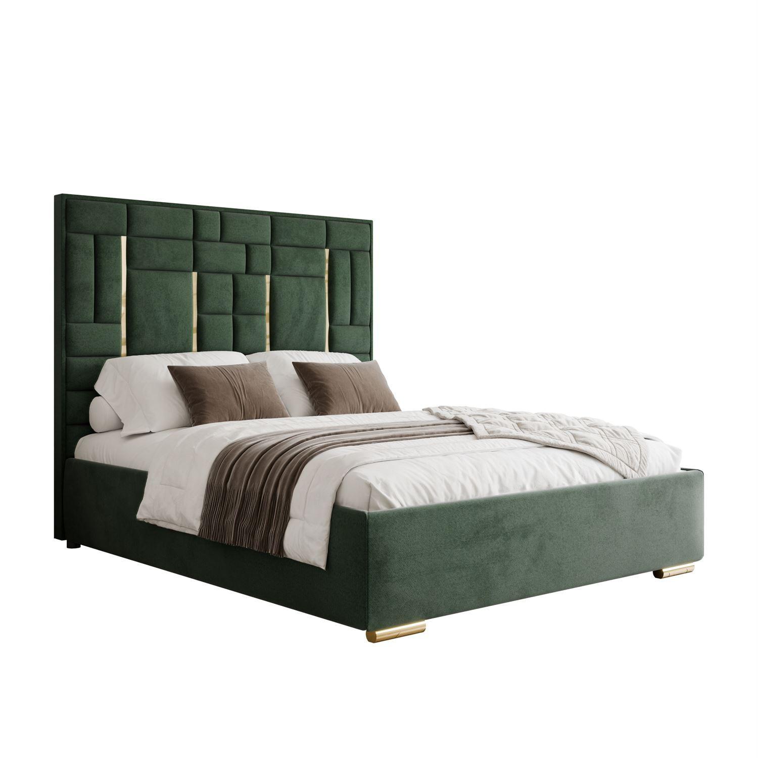 POLSTERBETT BRIGITTE GOLD mit Bettkasten 160x200 cm Element 12 - Grün, Textil (160/200cm) - Lookway
