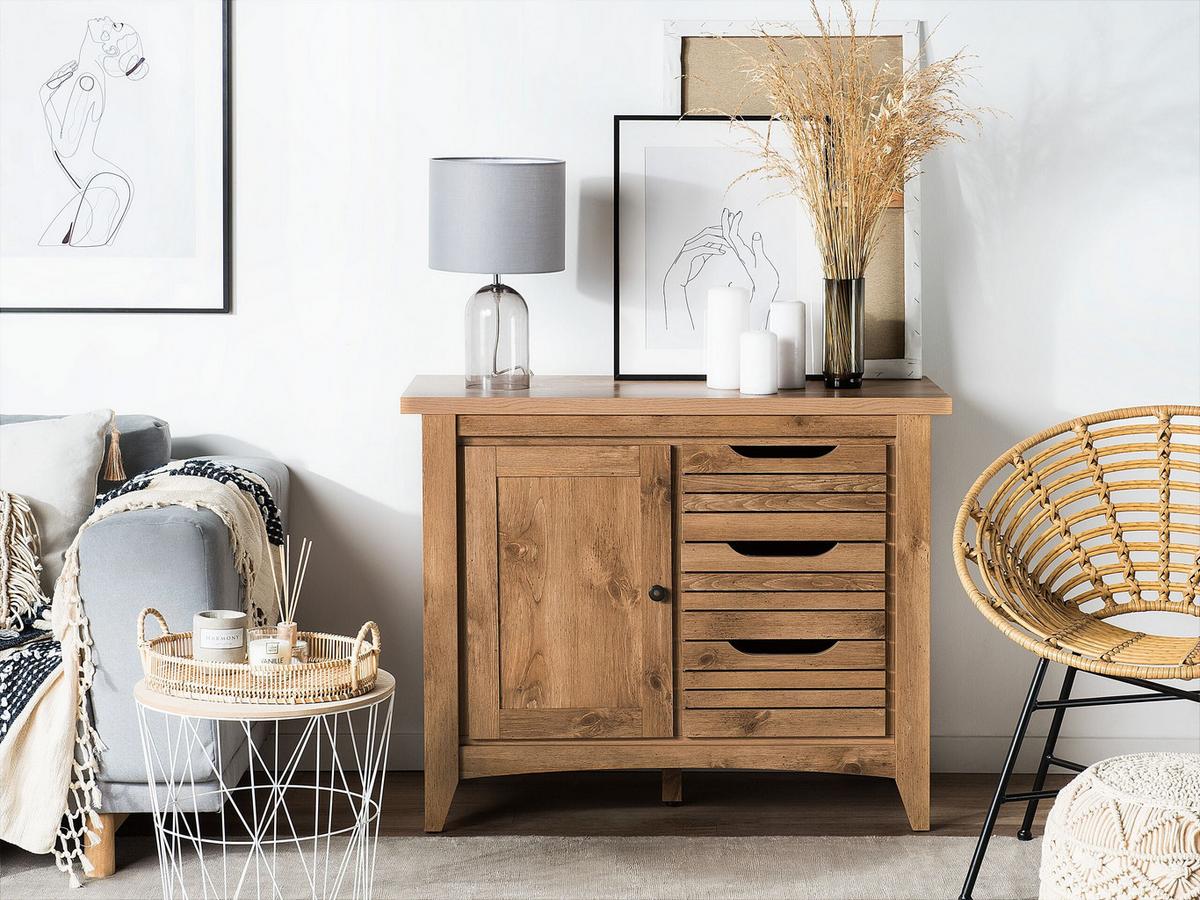 SIDEBOARD mit 2 Türen Braun Agora - Braun, Holzwerkstoff (99/80/43cm) - Beliani
