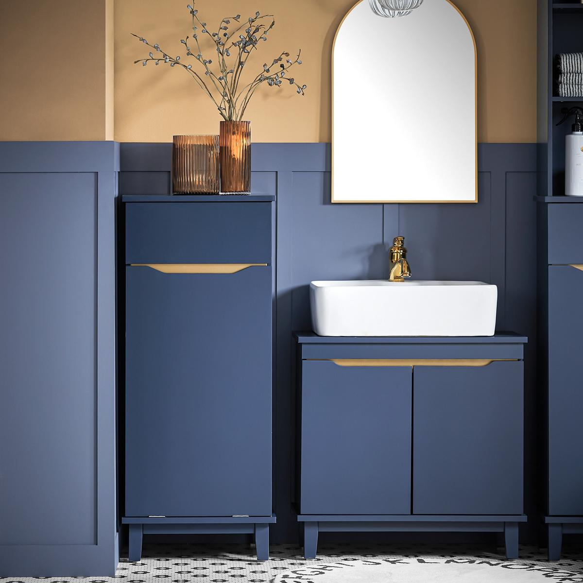 WÄSCHESCHRANK mit Wäschesack Blau - Blau, Holz/Holzwerkstoff (40/96/40cm) - SoBuy