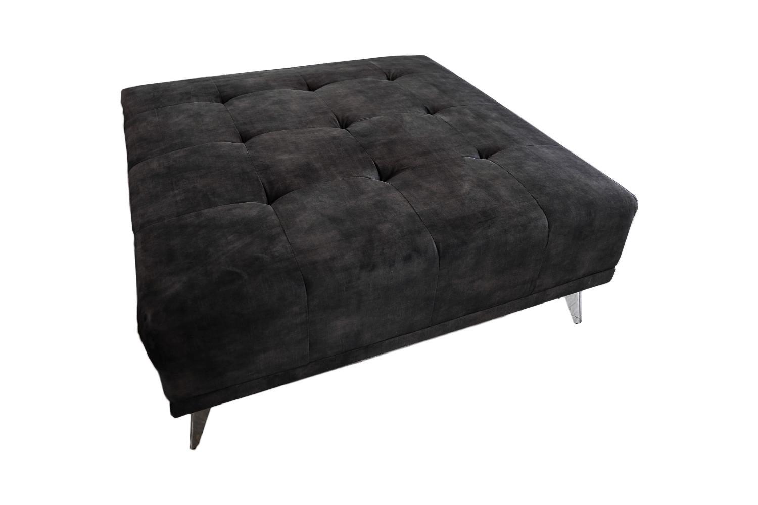 HOCKER WIOLO Anthrazit Velvet - Anthrazit/Silberfarben, Textil/Metall (110/42/110cm) - KAWOLA