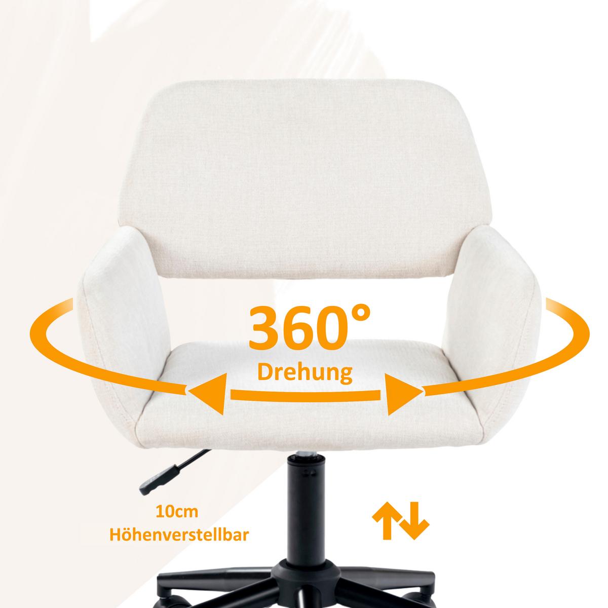 DREHSTUHL Stoffbezug höhenverstellbar & 360° drehbar - Beige/Schwarz, Textil/Metall (54/85/56cm) - Urban Meuble