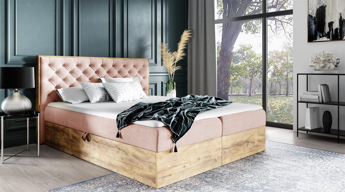 BOXBETT Diona Faro - Rosa, Holzwerkstoff/Textil (140/200cm) - Fun Möbel