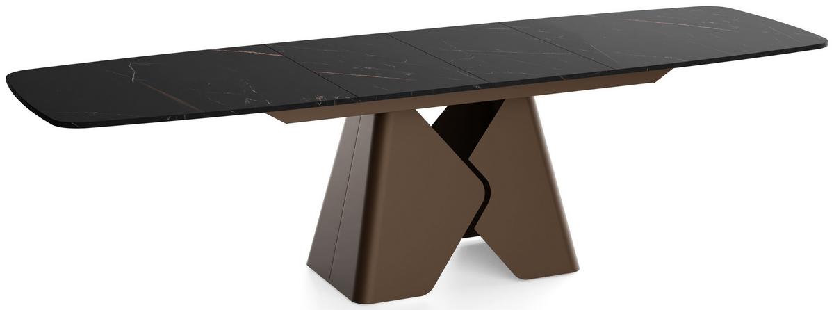 ESSTISCH Vanta rechteckig ausziehbar verlängerbar mit Braunem Metallgestell, Schwarz Marmor Kupfer 180-270/90/76 cm - Braun/Kupferfarben, Holzwerkstoff/Metall (90/270/76cm) - WFL GROUP