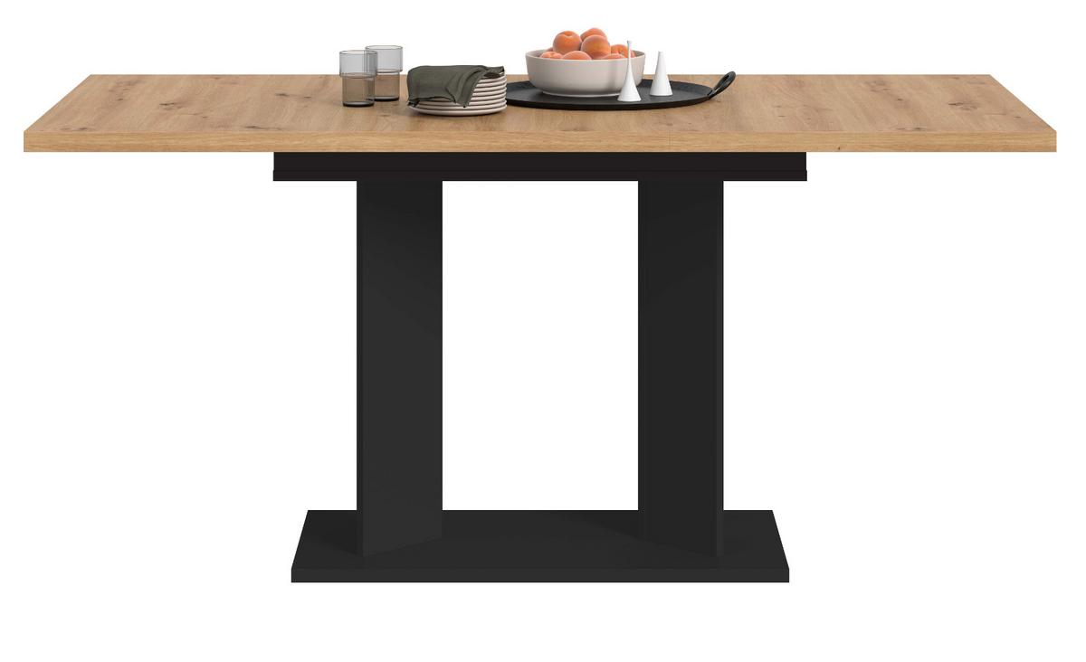 ESSTISCH Eiche Artisan, schwarz 120 - 160 x 80 cm, Küchentisch ausziehbar - Schwarz/Eiche Artisan, Holzwerkstoff (80/120/76cm) - Inn.Furn