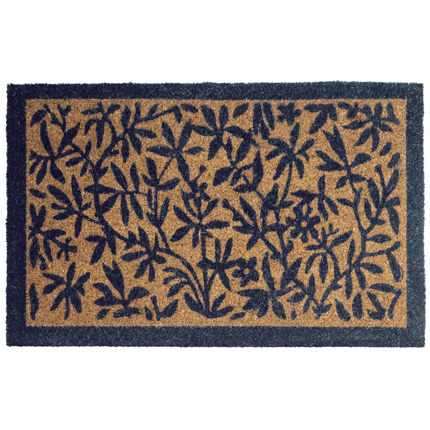 FUSSMATTE Naturfarben 50/80 cm Blatt Kokosfasern Nunivak - Hellblau, Textil (50/80cm) - Beliani