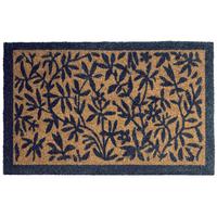 FUSSMATTE Naturfarben 50/80 cm Blatt Kokosfasern Nunivak - Hellblau, Textil (50/80cm) - Beliani