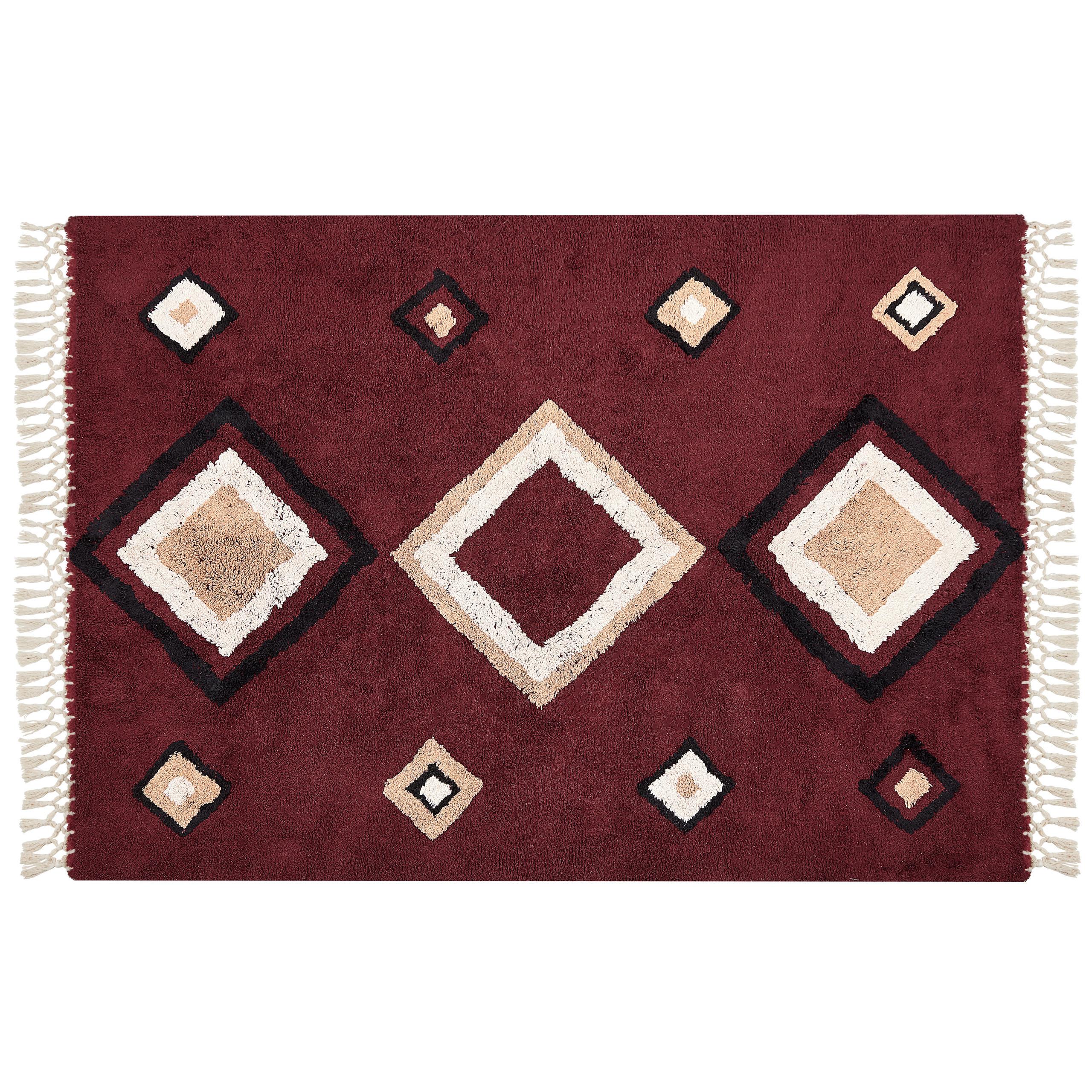 KURZFLOR-TEPPICH Siirt 230/160 cm - Rot, Textil (160/230cm) - Beliani