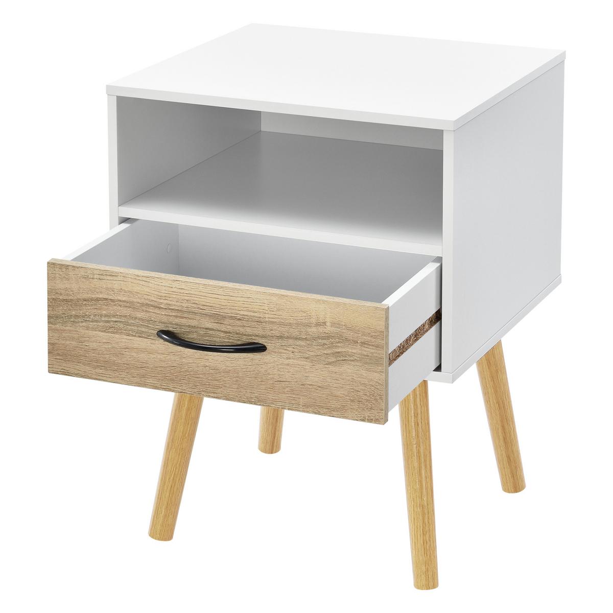 BEISTELLTISCH Gävle - Eichefarben/Weiß, Holz/Holzwerkstoff (40/42/57cm) - [en.casa]